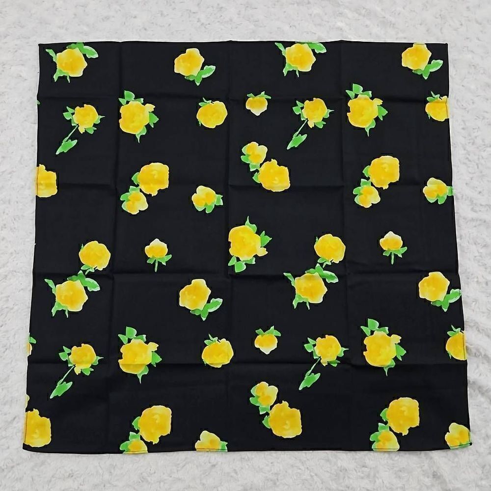 Lemlem Black and Yellow Floral Bandana Purse Scarf 22.5"